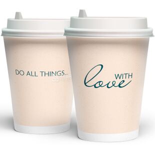 Стакан паперовий двосторонній With love, 400 мл, 50 шт., D90