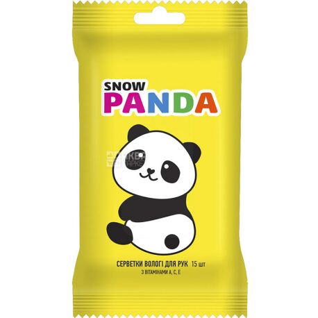 Snow Panda, Kids, 15 pcs., Wet baby wipes, Chamomile