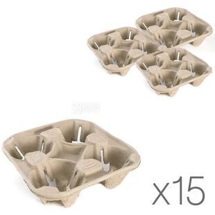 Утримувач паперовий для чотирьох стаканів, в асортименті, Упаковка 15 шт. х 10 шт.