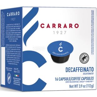 Carraro Decaffeinato, 16 шт., Карраро, Кофе в капсулах, без кофеина
