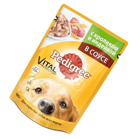 Pedigree, 100 г, корм для собак, говядина и кролик в соусе
