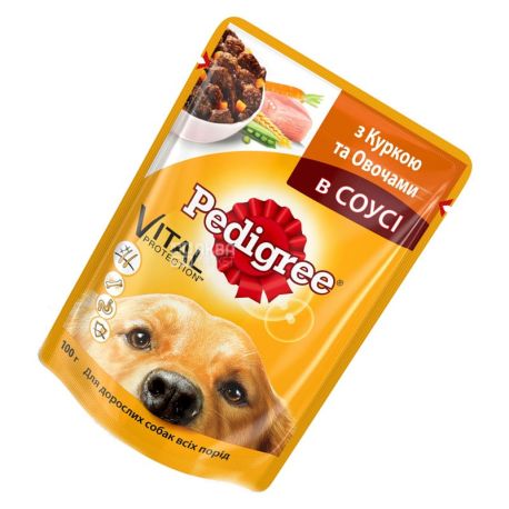 Pedigree, 100 г, корм для собак, з куркою та овочами в соусі