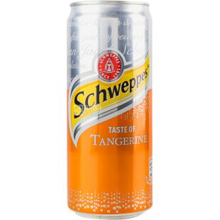 Schweppes Tangerine, 0,33 л, Напій газований Мандарин Швепс, ж/б