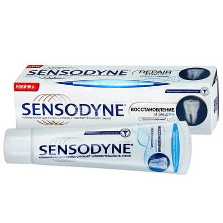 Sensodyne, 75 мл, Зубна паста, відновлення та захист