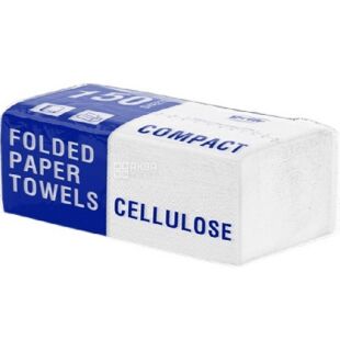 Grite Super Compact, 150 аркушів, Рушники паперові Гріте, 2-шарові, V-складання, білі, 225х220 мм