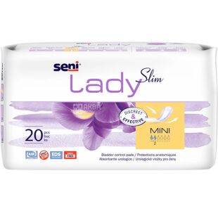 Seni Lady, Mini 20 шт., Урологічні прокладки, без крилець, 2 краплі