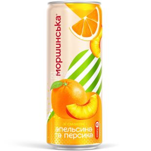 Моршинская Лимонада, 0,33 л, Напиток газированный сокосодержащий Апельсин-Персик, ж/б