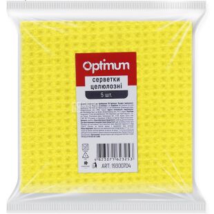 Optimum, 5 шт., Серветки целюлозні для прибирання, 155 х 155 мм, в асортименті
