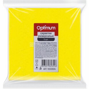 Optimum, 5 шт., Салфетки универсальные для уборки Оптимум, 300 х 350 мм, желтые