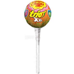 Chupa Chups XXL Trio, 29г, Карамель со вкусом клубники и киви с жевательной резинкой, Чупа Чупс