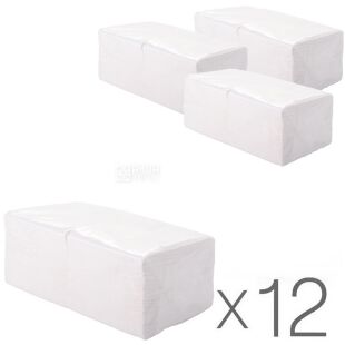 Eco point, Упаковка 12 шт. х 200 шт., Салфетки столовые Мирус, двухслойные, белые, 24х24 см