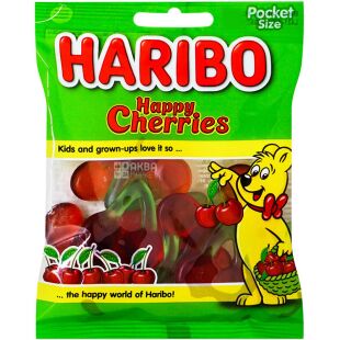 Haribo, 80 г, Желейні цукерки з вишнею, Харібо