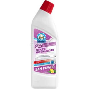 Balu San Power Gel, 1 л, Гель для чистки санузлов, лимон и мята