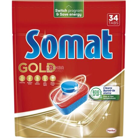Somat, Gold, 34 Count, Dishwasher Tablets