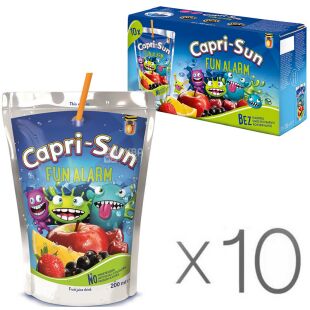 Capri-Sun Fun alarm Упаковка 10 шт. х 0,2л, Соковый напиток Мультифруктовый Капри-Сан, с трубочкой