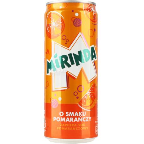 Mirinda, 0.33 L, sweet water, Orange, w / w