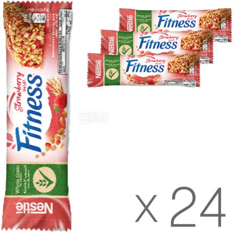 Батончик Nestle Fitness, с цельными злаками и клубникой 23.5г, упаковка 24шт