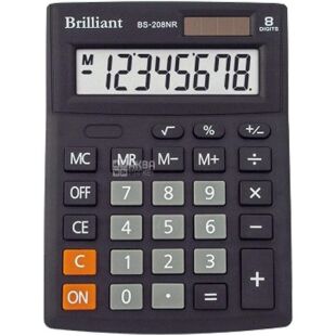 Brilliant BS-208NR, Калькулятор настольный 8-разрядный, 137 x 103 x 31 мм