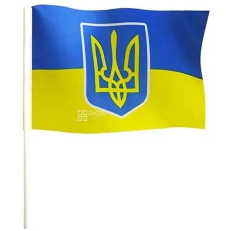 Прапор України на паличці, штучний шовк, 12 х 20 см