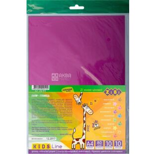 ZiBi, 10 аркушів 10 кольорів, Набір кольорового паперу, А4, Глянцевий, в асортименті