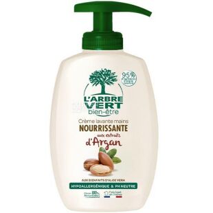 L'Arbre Vert, 300 мл, Крем-мило для рук Арганія Лябре Верт, з дозатором, гіпоалергенне 