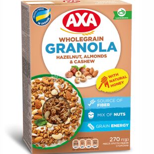 Axa, Granola Crispy Muesli, 270 г, Мюсли хрустящие медовые с орехами