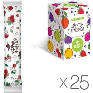 ФрукФетта, Упаковка 25 шт. х 20 г, Батончик фруктовый, Клюква