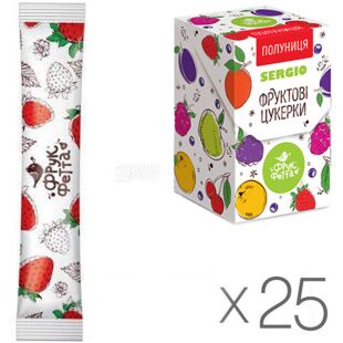 ФрукФетта, Упаковка 25 шт. х 20 г, Батончик фруктовый, Клубника
