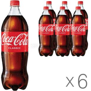 Coca-Cola, Упаковка 6 шт. х 1.25 л, Напій газований Кока-кола, ПЕТ
