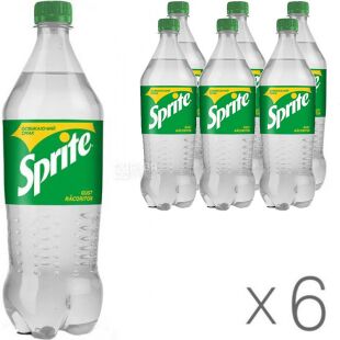 Sprite, Упаковка 6 шт. х 1,25 л, Напій газований Лимон-Лайм Спрайт, ПЕТ