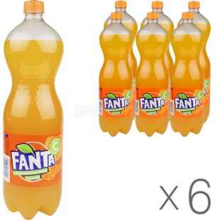 Fanta, Упаковка 6 шт. х 1,75 л, Напій газований соковмісний Апельсин Фанта, ПЕТ