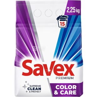 Savex Color & Care, 2,25 кг, Пральний порошок для кольорового одягу, Савекс