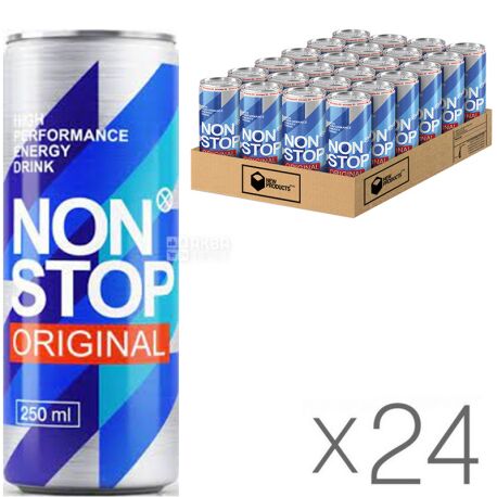 Non Stop, Original, Упаковка 24 шт. х 0,25 л, Напиток энергетический Нон Стоп