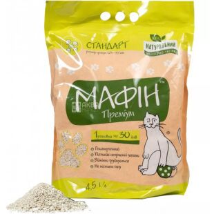 Мафин, 4.5 л, Наполнитель бентонитовый для кошачьего туалета, стандарт