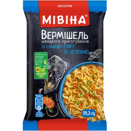 Mivina, Vermicelli with taste of cheese and greens, not sharp,  59,2 