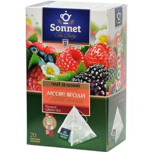 Sonnet, 20 шт. х 2 г, Чай зелений Лісові ягоди, у пакетиках