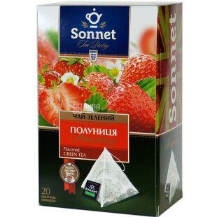 Sonnet, 20 шт. х 2 г, Чай зеленый Клубника, в пакетиках
