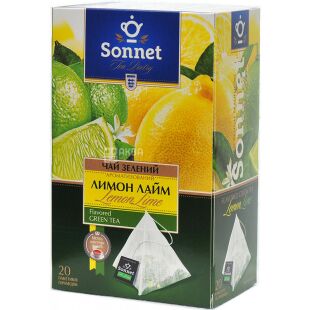 Sonnet, 20 шт. х 2 г, Чай зелений Лимон-Лайм, у пакетиках