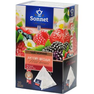 Sonnet, 20 шт. х 2 г, Чай черный Лесные ягоды, в пакетиках