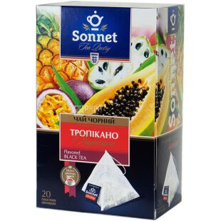 Sonnet, 20 шт. х 2 г, Чай чорний Тропікано, у пакетиках