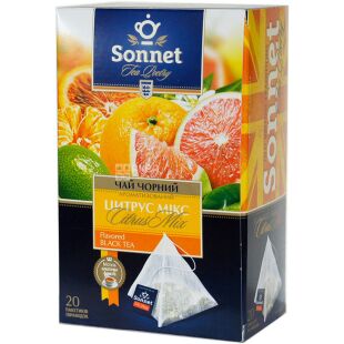 Sonnet, 20 шт. х 2 г, Чай черный Цитрусовый микс, в пакетиках