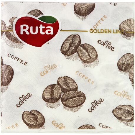 Ruta, 40 шт., Салфетки столовые, с рисунком Кофе, 2-х слойные, 24х24 см, в ассортименте
