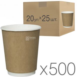  Крафт Стакан бумажный, двухслойный, 500 мл, 25 шт, 20 упаковок,D90