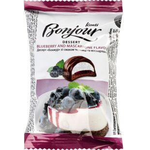 Bonjour, Blueberry and Mascarpone, 29 г, Бонжур, Десерт зі смаком чорниці і маскарпоне