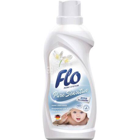 Flo Pure Sensitive, 1 л, Кондиционер для детских вещей и людей с чувствительной кожей