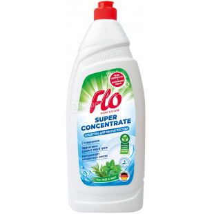 Flo Tea Tree & Mint, 900 мл, Засіб для миття посуду, Чайне дерево та М'ята, концентрат