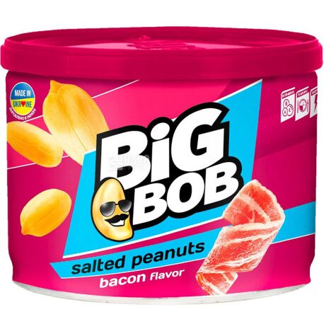 Big Bob, 120 г, Арахіс смажений солоний зі смаком бекону, ж/б