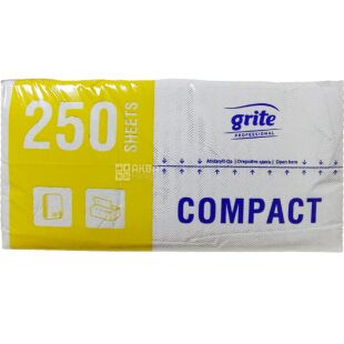 Grite Economy, 250 аркушів, Рушники паперові Гріте, 2-шарові, V-складання, сірі, 225 х 220 мм