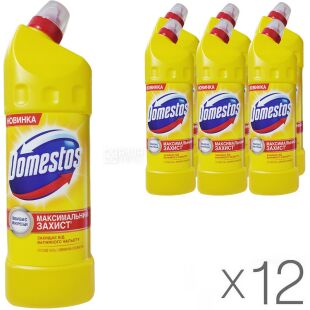 Domestos, 1 л, Упаковка 12 шт., Доместос, Засіб для чищення, універсальний, Лимонна Свіжість Доместос