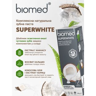 Biomed, Superwhite, 100 мл, Зубная паста, Отбеливание и укрепление чувствительной эмали